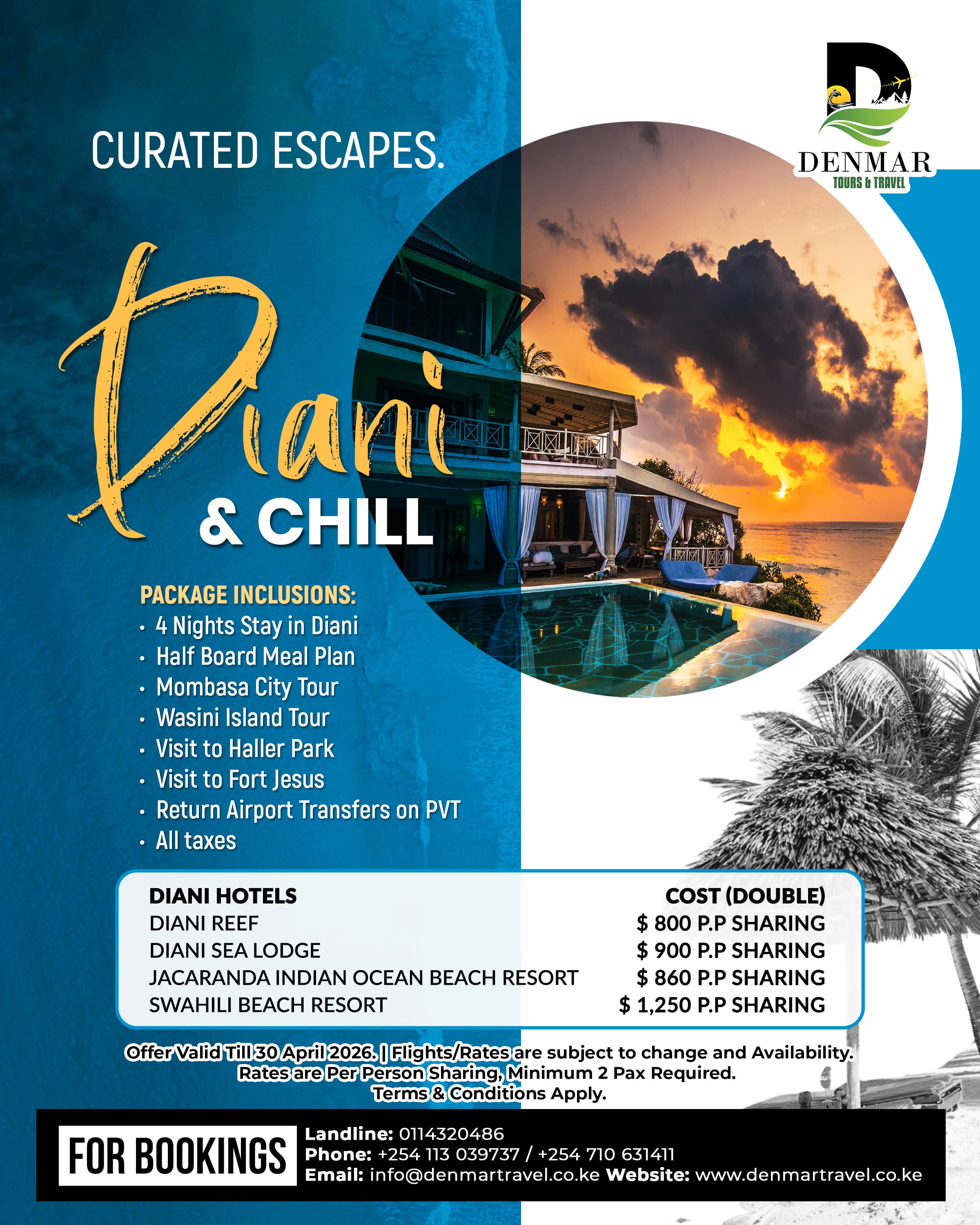 Diani Chill & Easter Holiday — Diani Beach travel package from Kenya