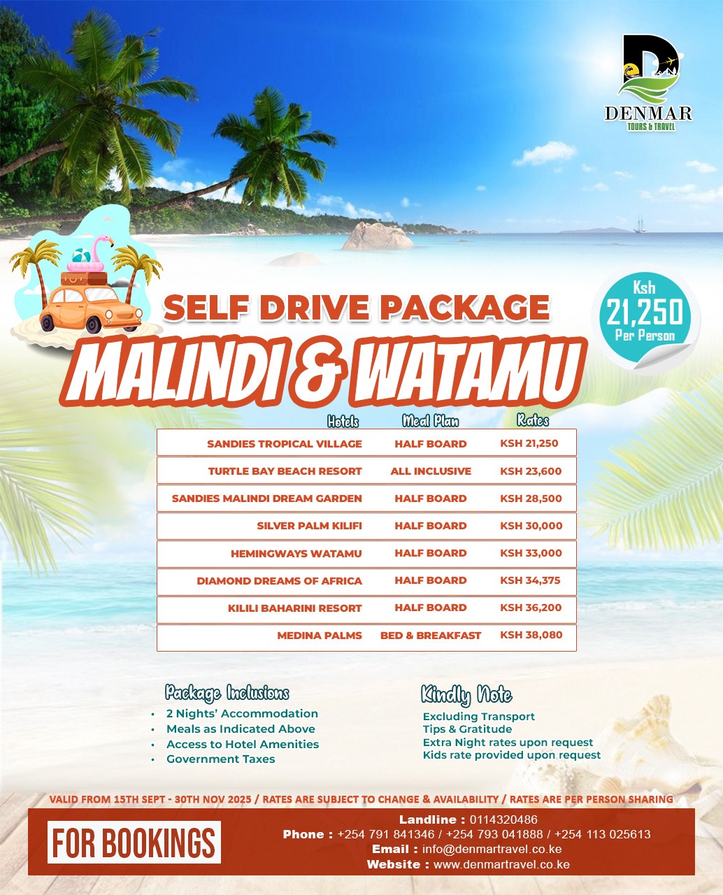 Self Drive Malindi Watamu Package